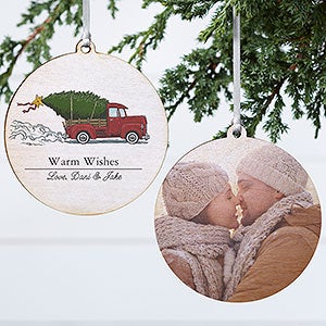 Classic Christmas Vintage Truck Wood Photo Ornament - 19826-2W