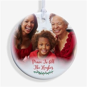 Holly Branch Personalized Family Photo Ornament - 2.85 Glossy - 1 Sided - 19827-1