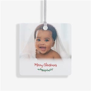 Holly Branch Personalized Baby Photo Ornament- 2.75 Metal - 1 Sided - 19829-1M