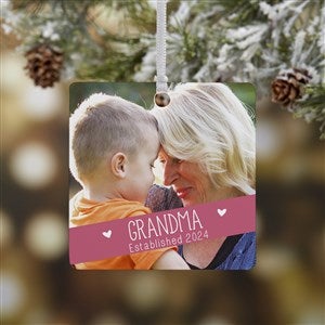 Grandparents Established Personalized Square Photo Ornament- 2.75 Metal - 1 Sid - 19831-1M