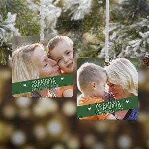 Grandparents Established Personalized Square Photo Ornament- 2.75 Metal - 2 Sid - 19831-2M