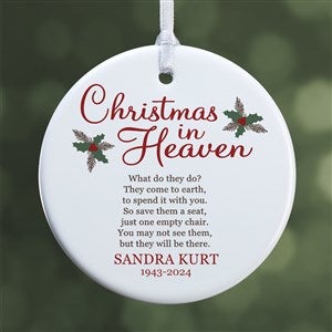 Christmas In Heaven Personalized Memorial Ornament- 2.85 Glossy - 1 Sided - 19879-1