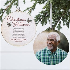 Christmas In Heaven Personalized Wood Photo Memorial Ornament - 19879-2W