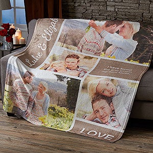 Romantic Love Photo Collage Personalized 60x80 Plush Fleece Photo Blanket - 19890-L