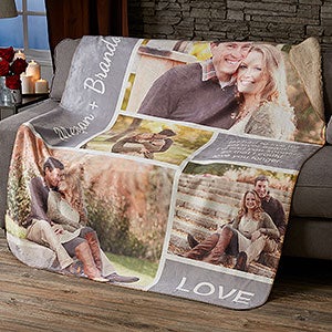 Romantic Love Photo Collage Personalized 50x60 Sherpa Photo Blanket - 19890-S