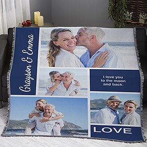 Romantic Love Photo Collage Personalized 56x60 Woven Photo Throw - 19890-A