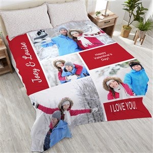 Romantic Love Photo Collage Personalized 90x108 Plush King Fleece Photo Blanket - 19890-K