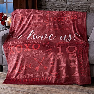 Large Personalized Fleece Blankets - 60x80 - I Love Us - 19969-L