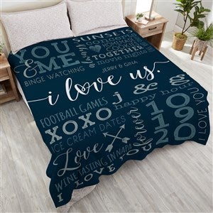 I Love Us Personalized 90x90 Plush Queen Fleece Blanket - 19969-QU