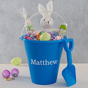 Personalized Easter Bucket Blue Sand Pail & Shovel - 19974-B