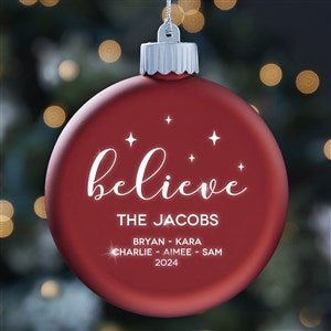Believe Personalized LED Red Glass Ornament - 20012