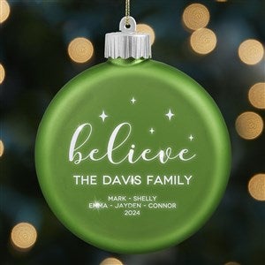 Believe Personalized LED Green Glass Ornament - 20012-G