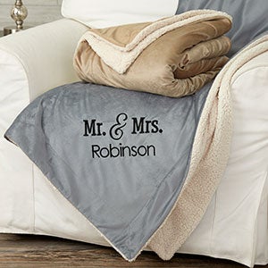 Mr & Mrs 50x60 Embroidered Sherpa Blanket - 20070-S