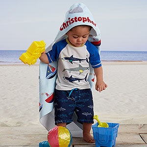 Water World Personalized Baby Hooded Beach & Pool Towel - 20117