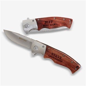 Groomsman Personalized Wooden Handle Folding Knife - 20173