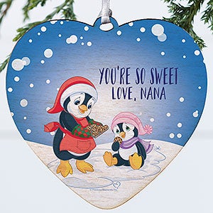 Precious Moments Penguin Personalized Wood Heart Ornament - 20190-1W