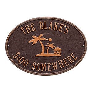 Palm Tree Personalized Aluminum Deck Plaque - Antique Copper - 20247D-AC