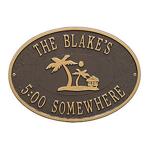 Palm Tree Personalized Aluminum Deck Plaque- Bronze/Gold - 20247D-OG