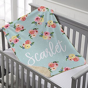 Floral Baby Personalized 30x40 Sherpa Blanket - 20250-S