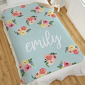 Floral Baby Personalized 50x60 Sherpa Blanket - 20250-SM
