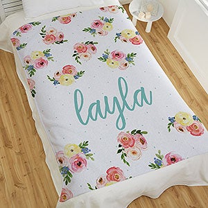 Floral Baby Personalized 50x60 Sweatshirt Blanket - 20250-SW