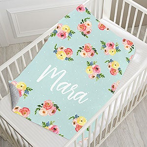 Floral Baby Personalized 30x40 Quilted Baby Blanket - 20250-SQ