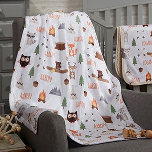 Woodland Adventure Personalized Fleece Baby Blanket - 20253-F