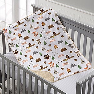 Woodland Adventure Personalized Sherpa Baby Blanket - 20253-S