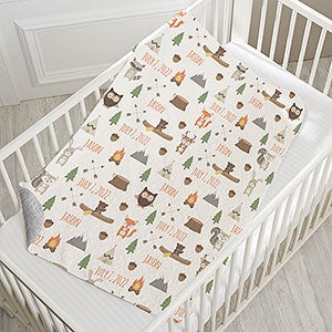 Woodland Adventure Personalized 30x40 Quilted Baby Blanket - 20253-SQ