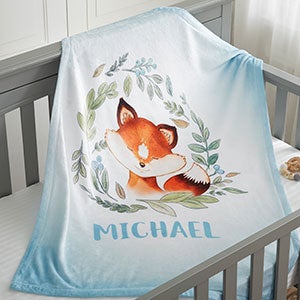 Woodland Fox Personalized Fleece Baby Blanket - 20256-F