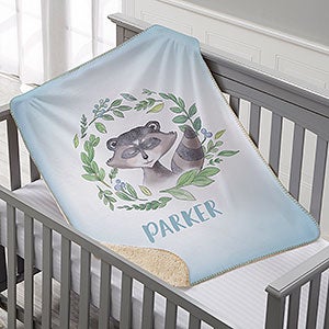Woodland Raccoon Personalized Sherpa Baby Blanket - 20256-SR
