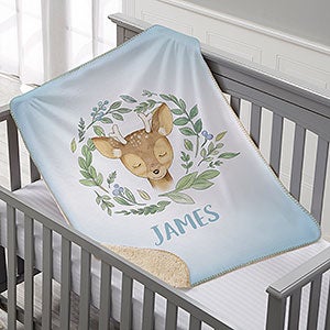 Woodland Deer Personalized Sherpa Baby Blanket - 20256-SD