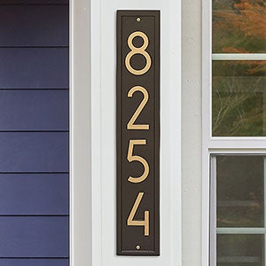 Personalized Vertical Aluminum Address Plaque - Aged Bronze - 20262D