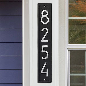 Personalized Vertical Aluminum Address Plaque - Black & Silver - 20262D-BS