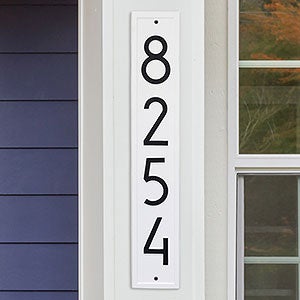Personalized Vertical Aluminum Address Plaque - White & Black - 20262D-WH