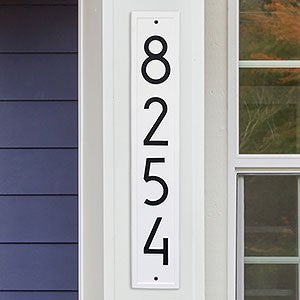 Personalized Vertical Aluminum Address Plaque - White  Black - 20262D-WH