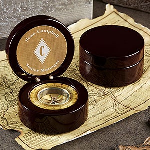 Executive Series Engraved Navigator Compass-Mahogany - 20328