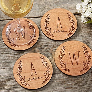 Farmhouse Floral Personalized Wood Coaster - 20400