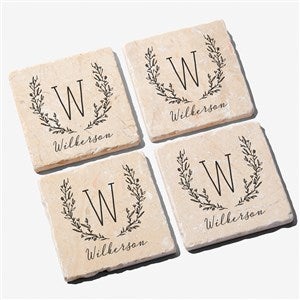 Farmhouse Floral Personalized Tumbled Stone Coaster Set - 20405