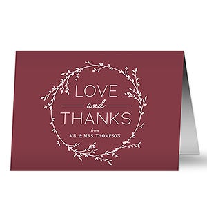 Simple Wreath Personalized Wedding Thank You Card - 20429