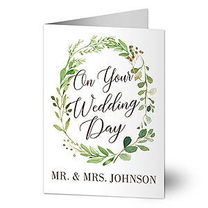 Laurels of Love Personalized Greenery Wedding Card - 20436