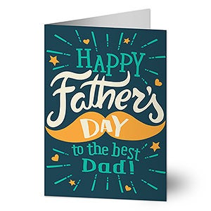 Happy Fathers Day Mustache Personalized Greeting Card - 20460