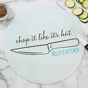 Kitchen Puns Personalized 12" Round Glass Cutting Board - 20466-12