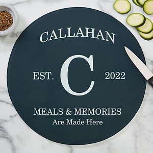 Family Kitchen Personalized Round Glass Cutting Board - 12 - 20470-12