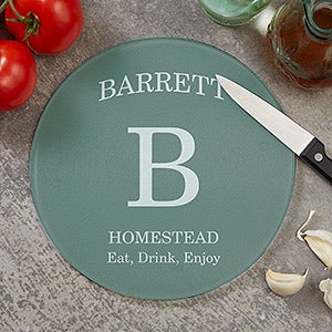 Family Kitchen Personalized 8" Round Glass Cutting Board - 20470-8