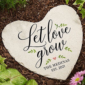 Let Love Grow Personalized Heart Garden Stone - Large - 20471-L