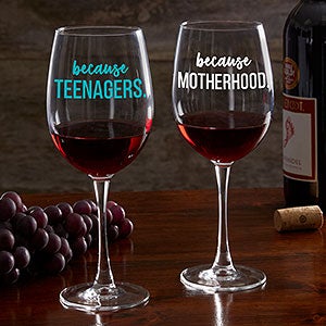 I Drink Because Personalized Red Wine Glass - 20496-RN