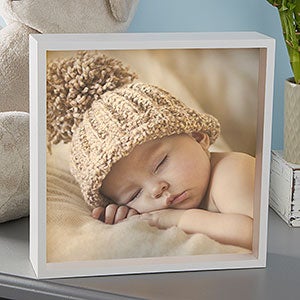 Personalized 10x10 Ivory Baby Photo LED Shadow Box - 20533-I-10x10