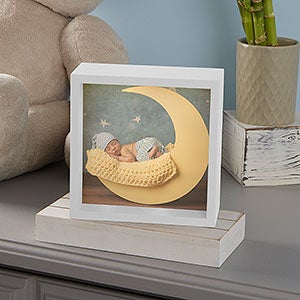 Personalized 6x6 Ivory Baby Photo LED Shadow Box - 20533-I-6x6