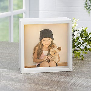 Personalized 6x6 Ivory Pet Photo LED Shadow Box - 20534-I-6x6